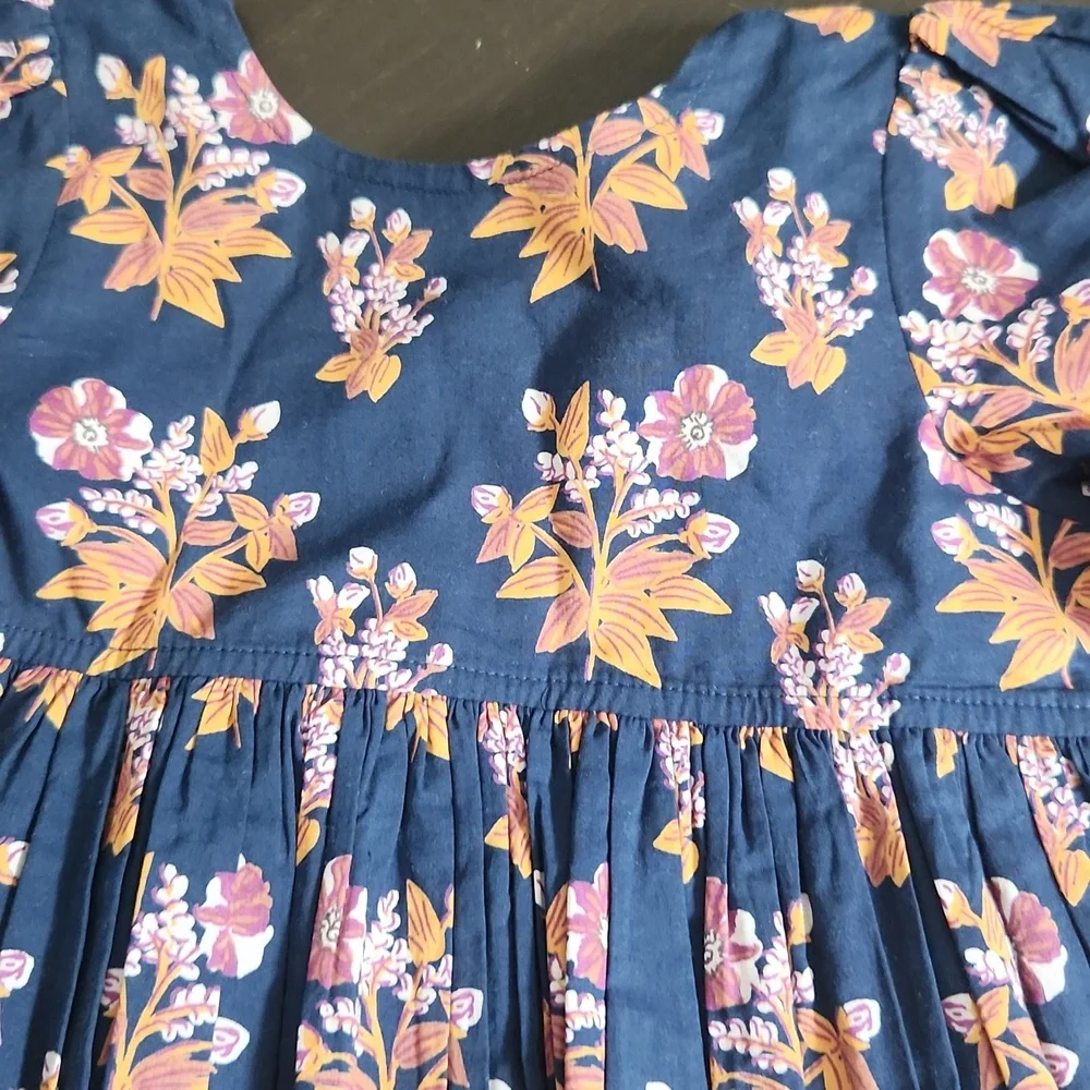 Pink Chicken Blue Floral Casual Dress